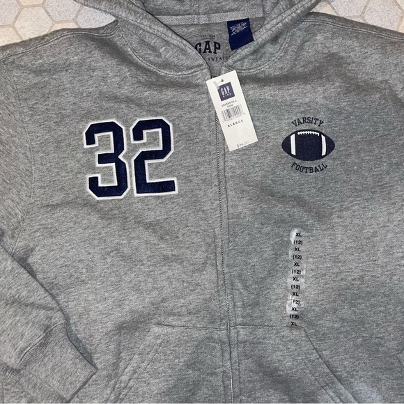 Gap Kid’s Grey Football Hoodie - Size XL - Picture 3 of 6